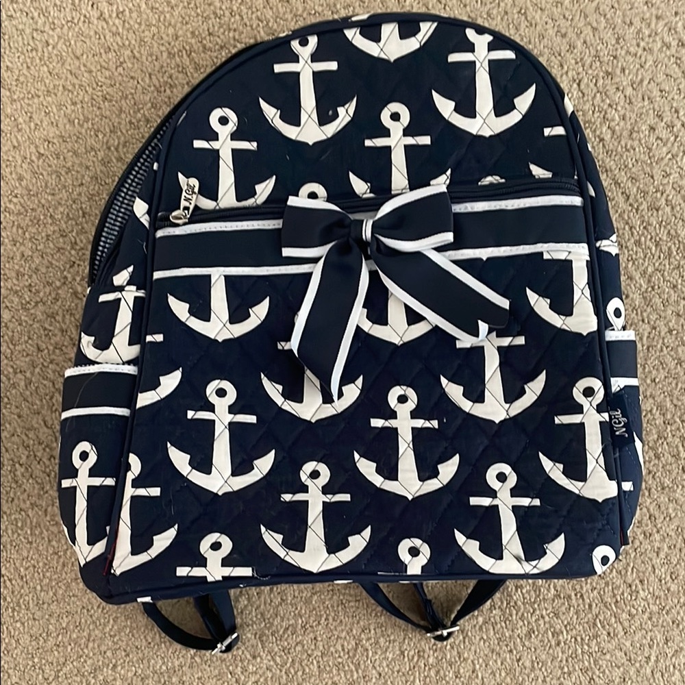 NWT Nautical Navy Anchor Cloth Backpack, Medium Size
